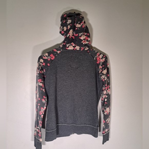 Aeropostle XS zip up hoodie grey with floral arms and hood - Picture 6 of 9